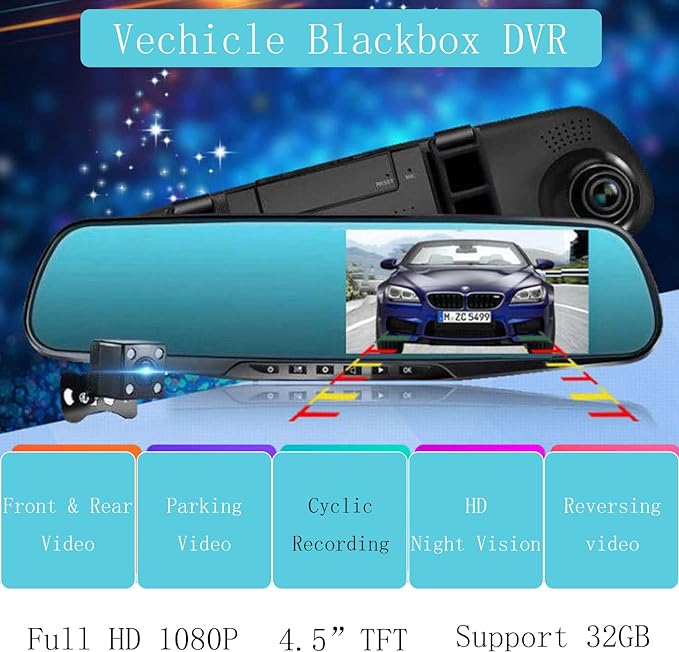 ESPEJO RETROVISOR CON CAMARA FULL HD DELANTERA Y TRASERA